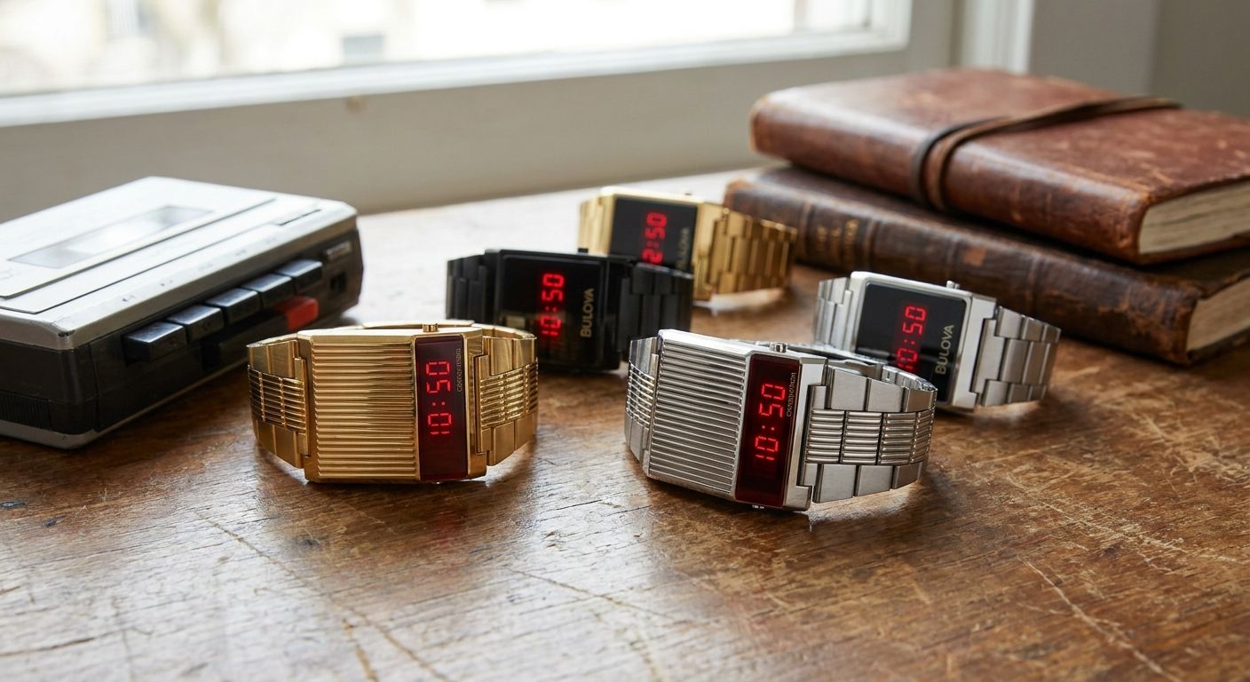 Bulova Computron watches for retro digital style