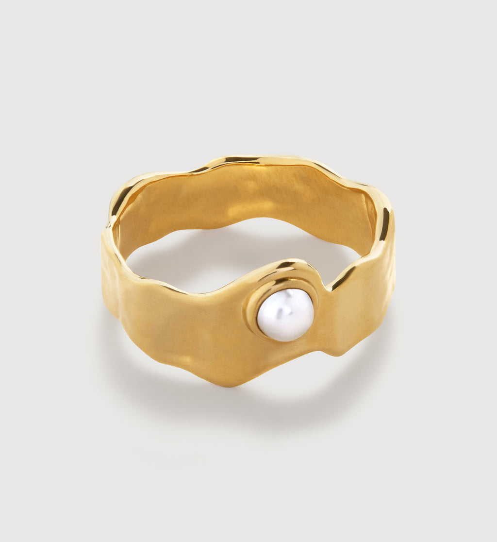 Monika Vinader Capri Button Pearl Stacking Ring