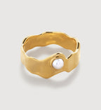 Monika Vinader Capri Button Pearl Stacking Ring