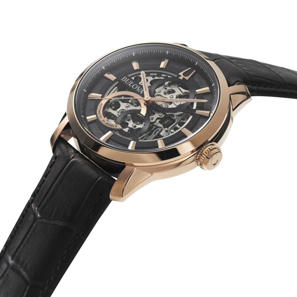 Bulova Classic Sutton Black Skeleton Dial Automatic 97A169 Men's Watch