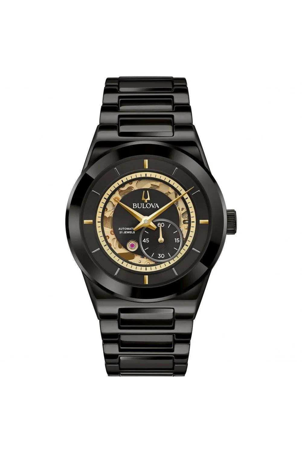 Bulova Modern Millennia Semi Skeleton Black Dial Automatic 98A291 Men's Watch