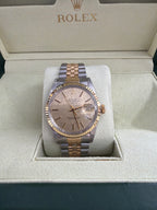 Rolex Datejust 1601 Champagne Linen Dial White Gold Bezel Vintage Watch